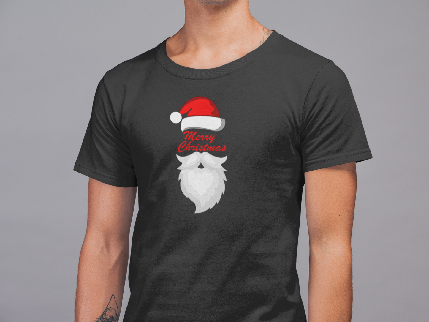 Mens Round Neck T-shirt-Xmas Edition-Santa