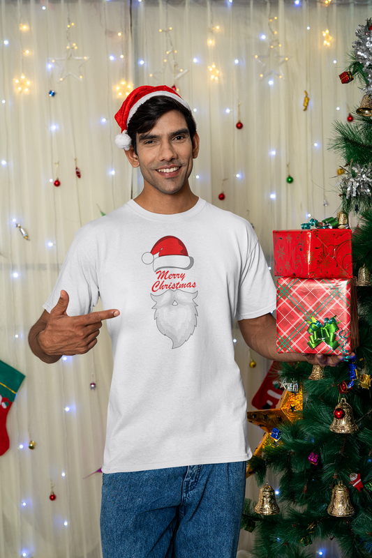 Mens Round Neck T-shirt-Xmas Edition-Santa