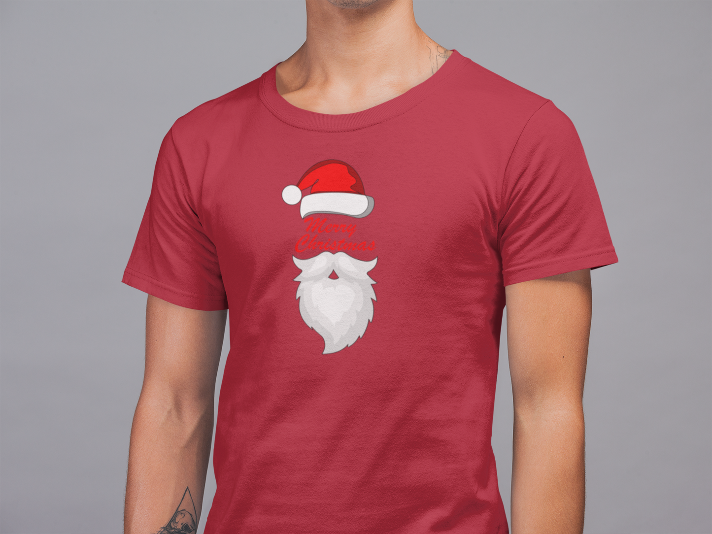 Mens Round Neck T-shirt-Xmas Edition-Santa