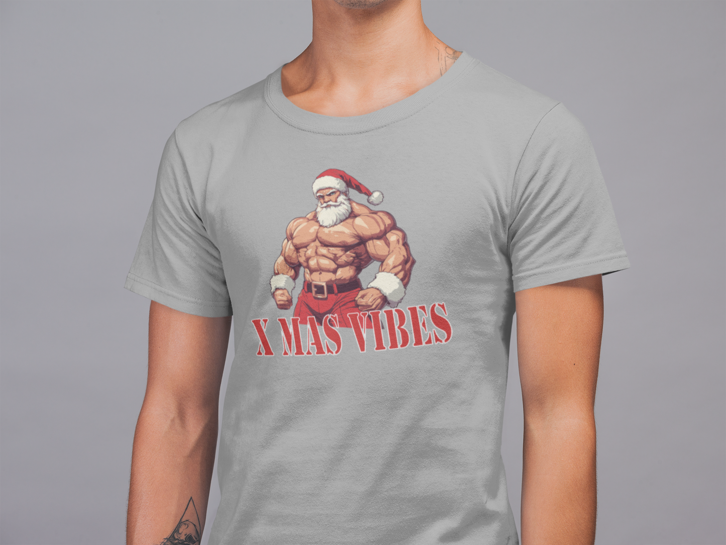 Mens Round Neck T-shirt-Xmas Edition-Fitness Santa