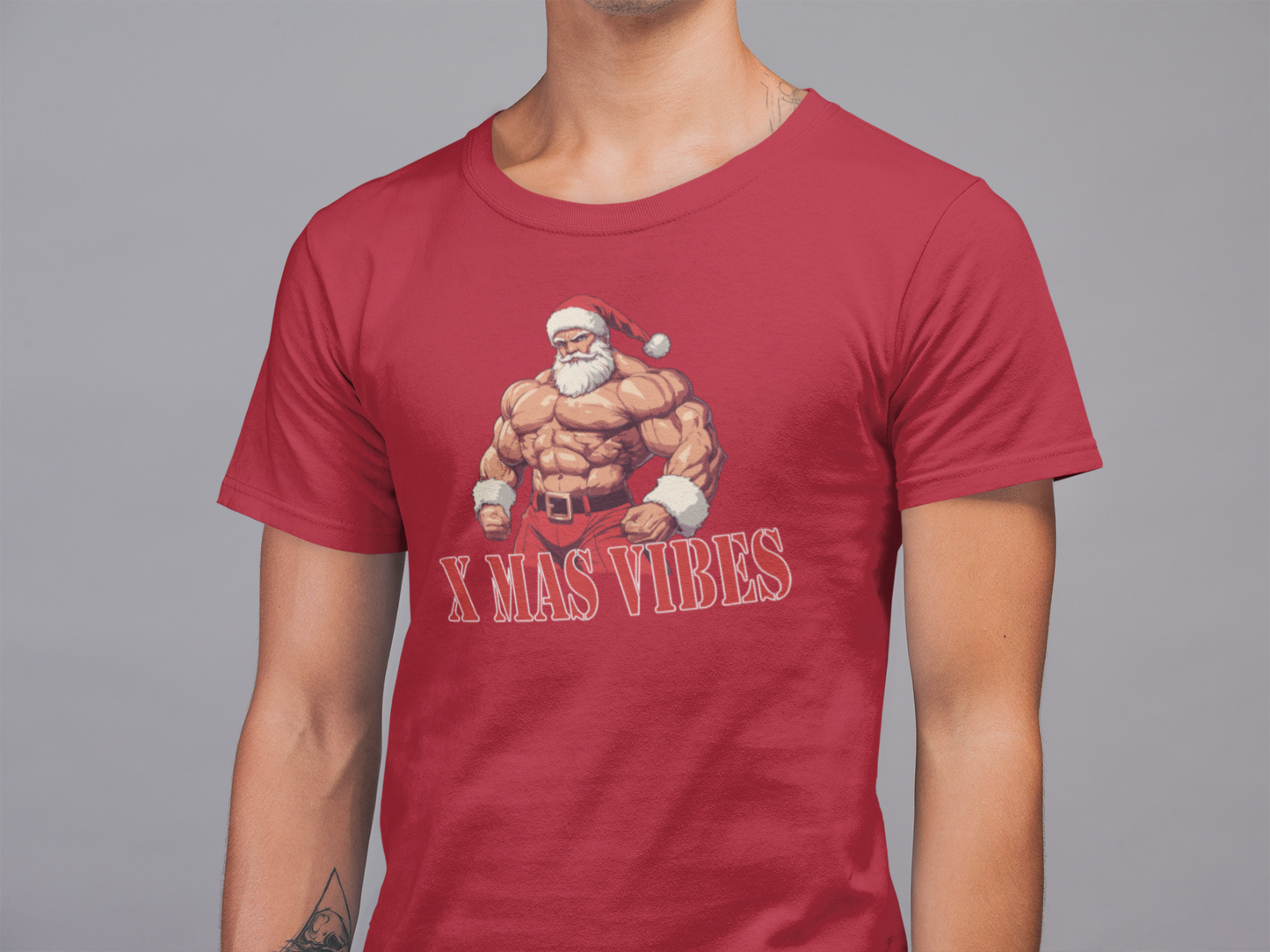 Mens Round Neck T-shirt-Xmas Edition-Fitness Santa