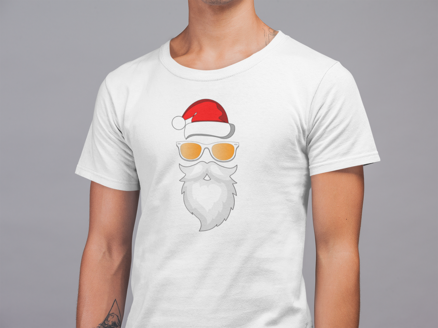 Mens Round Neck T-shirt-Xmas Edition-Cool Santa