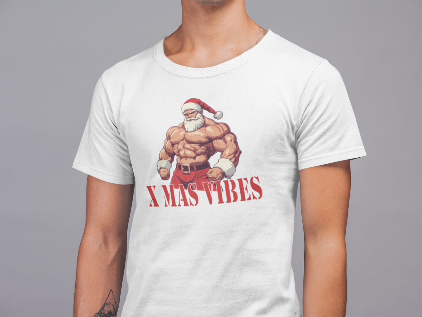 Mens Round Neck T-shirt-Xmas Edition-Fitness Santa