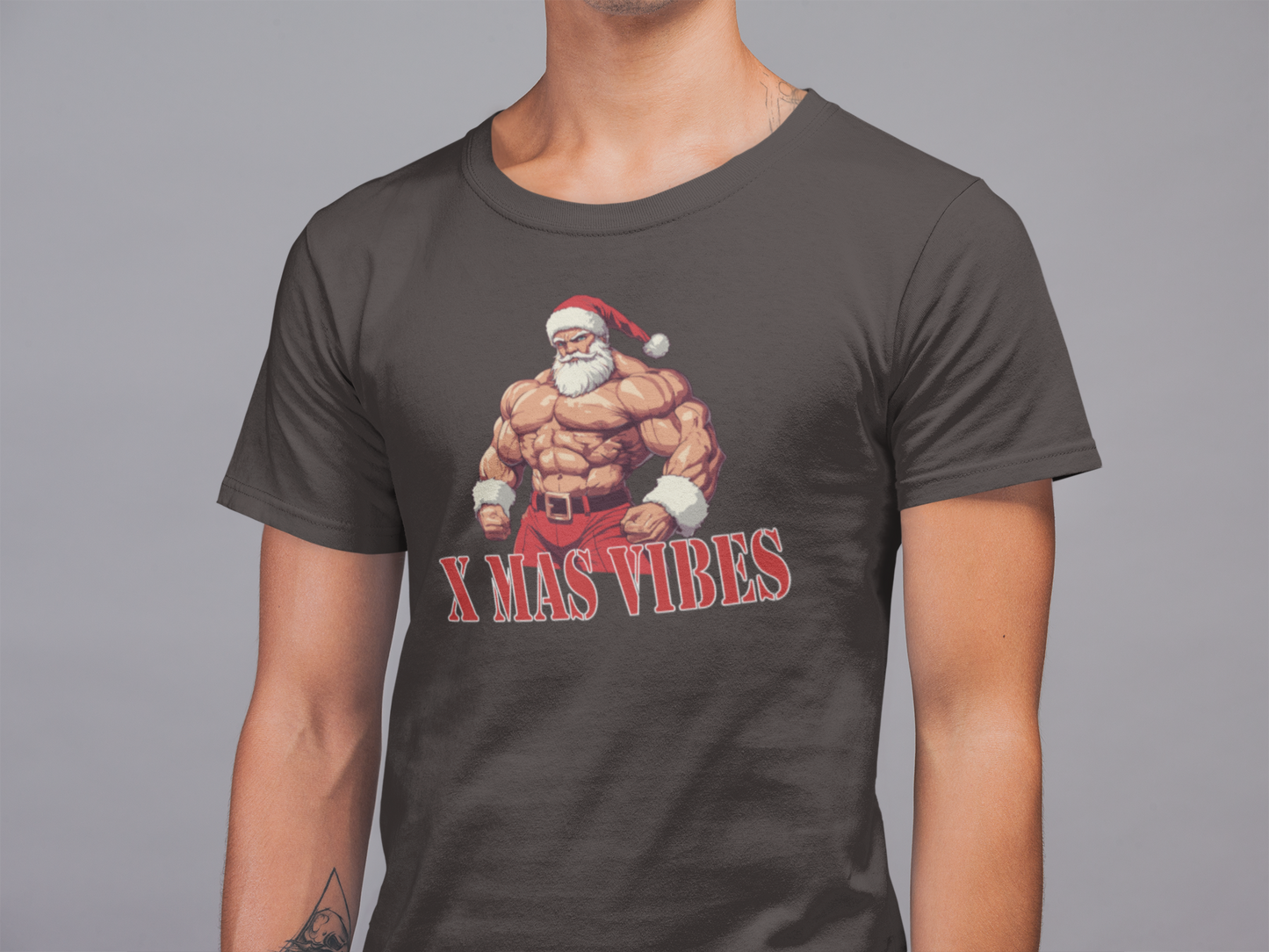 Mens Round Neck T-shirt-Xmas Edition-Fitness Santa