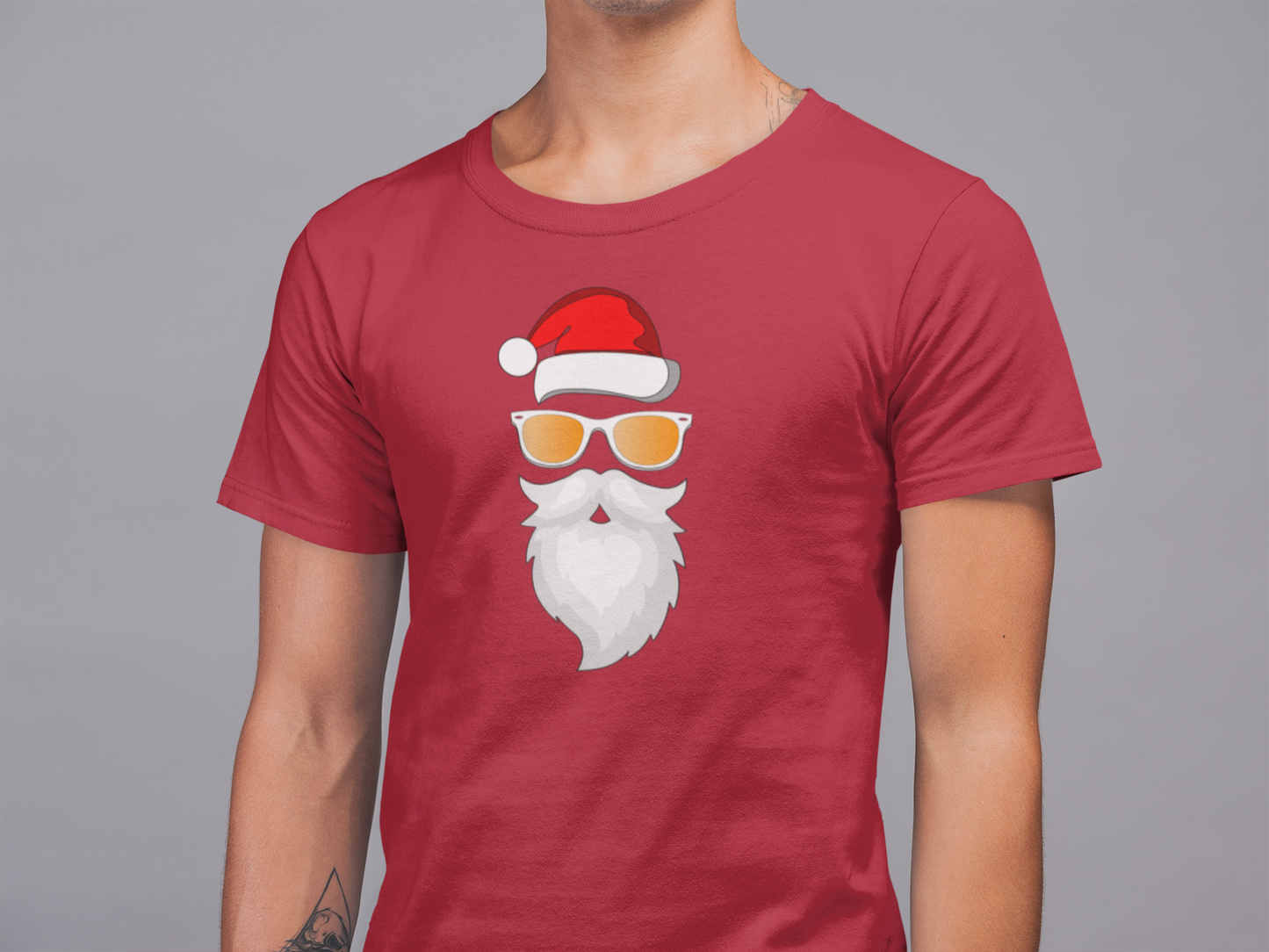 Mens Round Neck T-shirt-Xmas Edition-Cool Santa