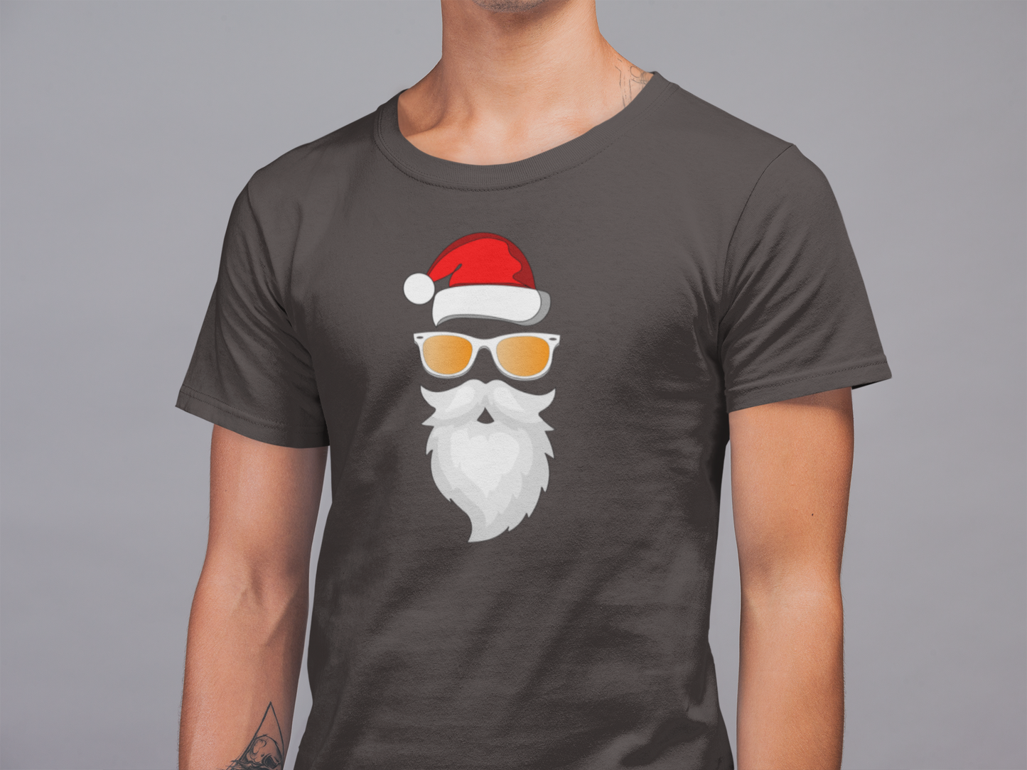 Mens Round Neck T-shirt-Xmas Edition-Cool Santa