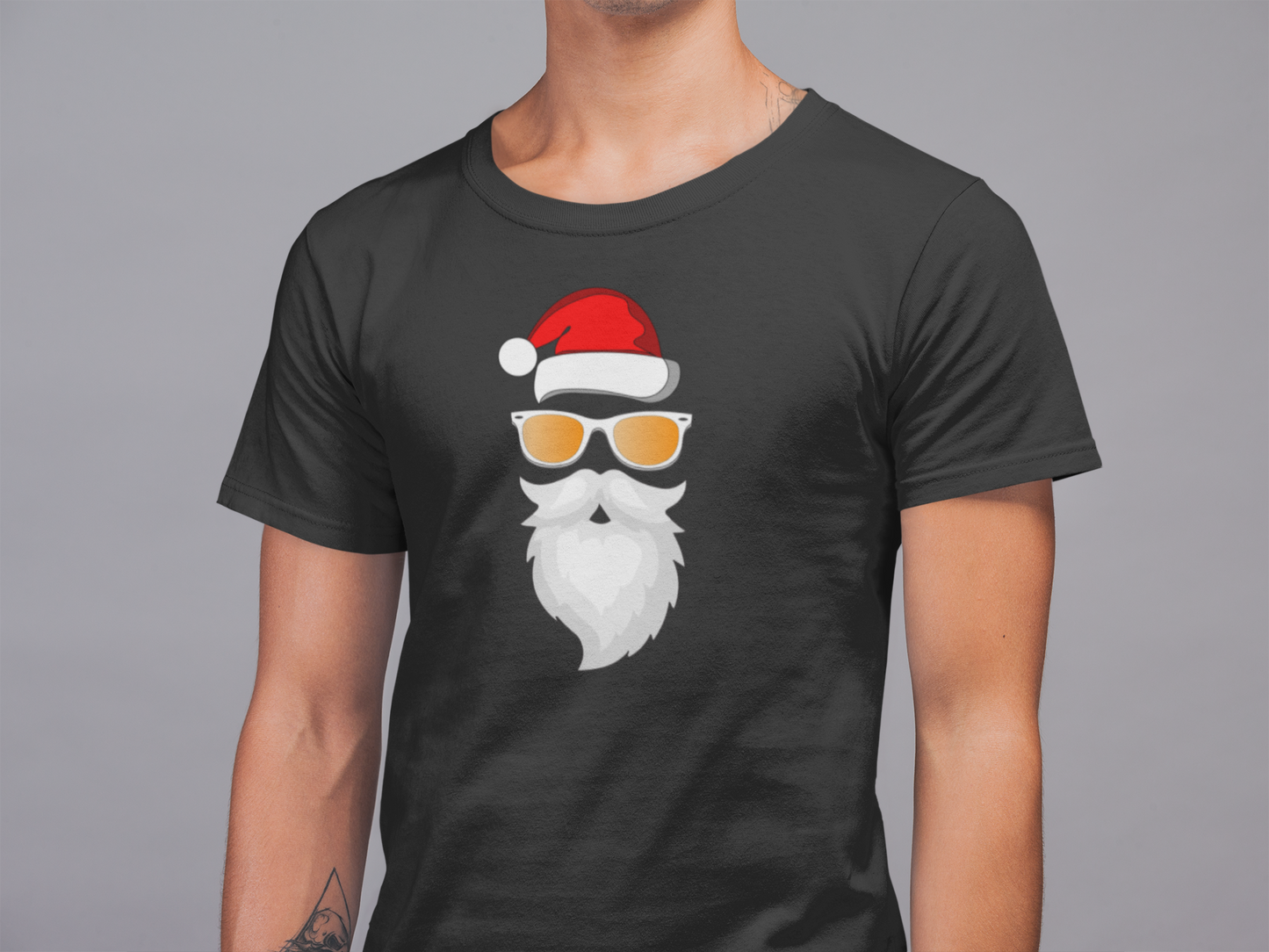 Mens Round Neck T-shirt-Xmas Edition-Cool Santa